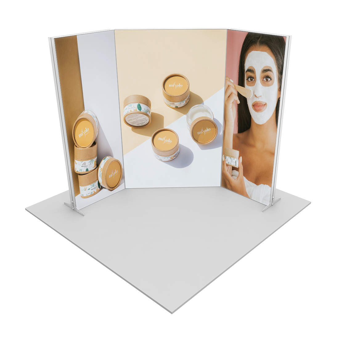 Angled Slim Modular Lightbox Display with Fabric Print Set