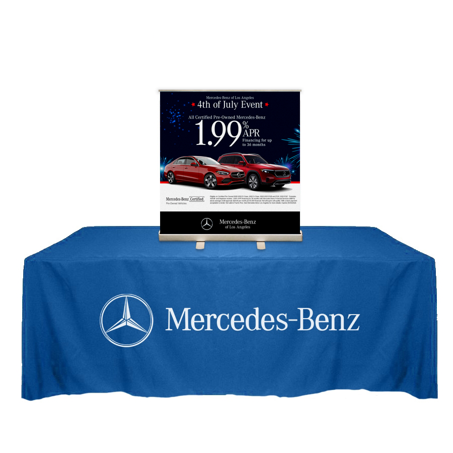 Table Top Retractable Roll Up Banner Stand 33" with Vinyl Print