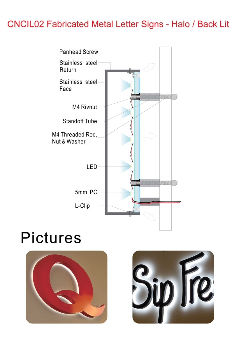 Fabricated Metal Letter Signs - Halo/ Back Lit