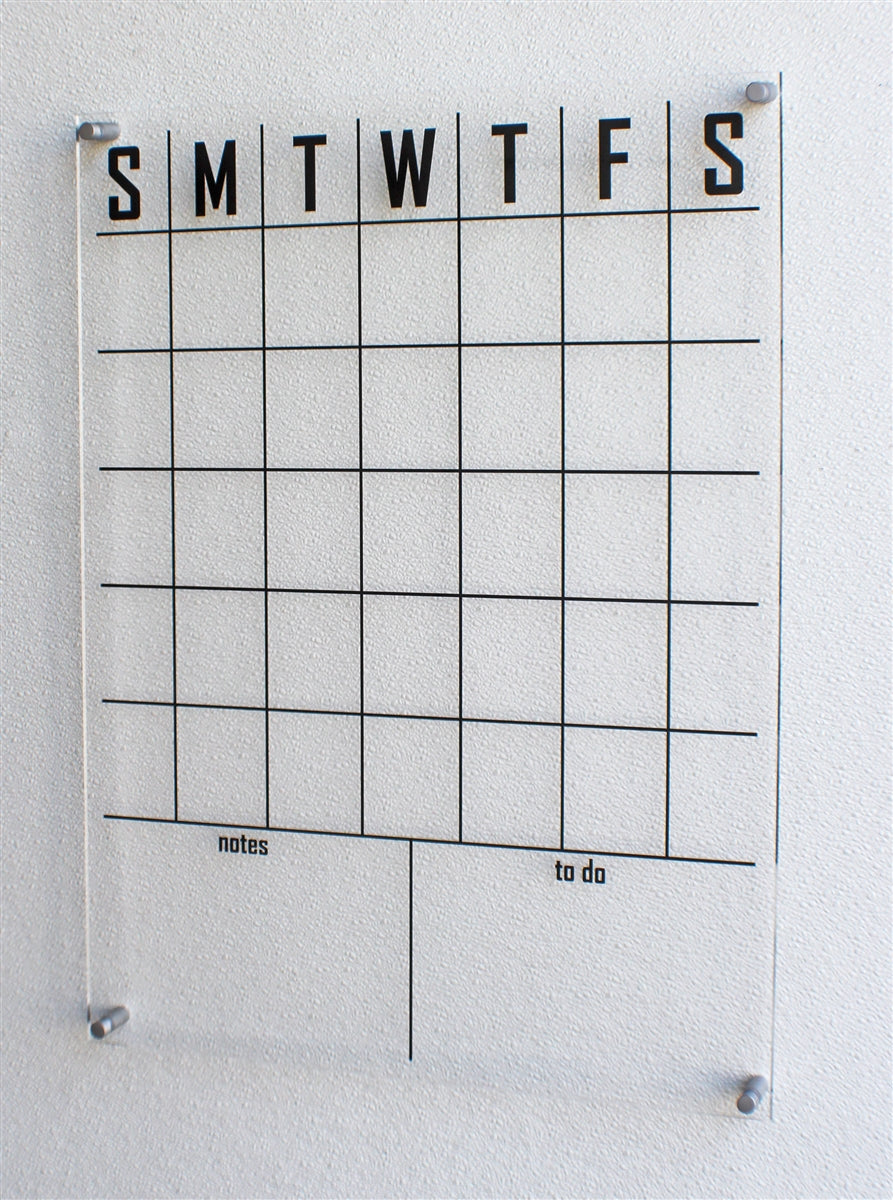 Acrylic Monthly Wall Calendar with Mounting Hardware (24"H x 18"W)