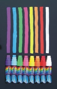 Fluorescent Liquid Chalk Markers Large Flat Tip - Set of 8