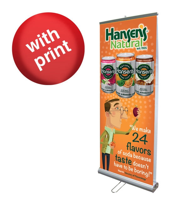 Double Sided 33" Retractable Roll Up Banner Stand with Vinyl Prints