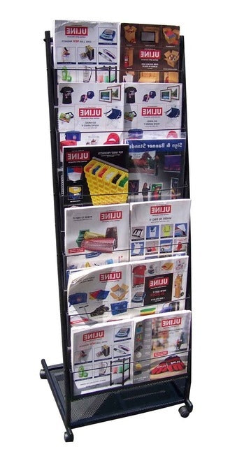 6 Shelf  Mobile Literature Display Rack - Medium