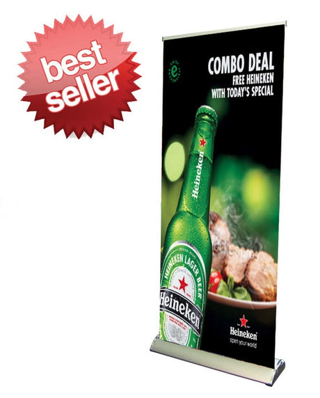 Premium Retractable Roll Up Banner Stand 33" - Stand Only