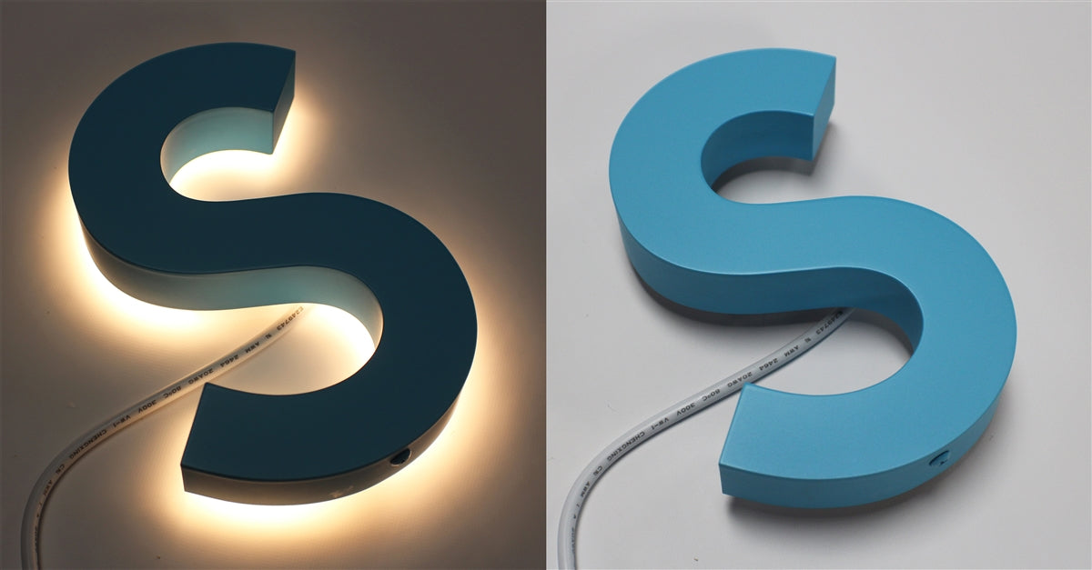 Halo/ Back Lit Painted Stainless Steel Letters for Indoor & Outdoor Signage - 48"W X 11"H