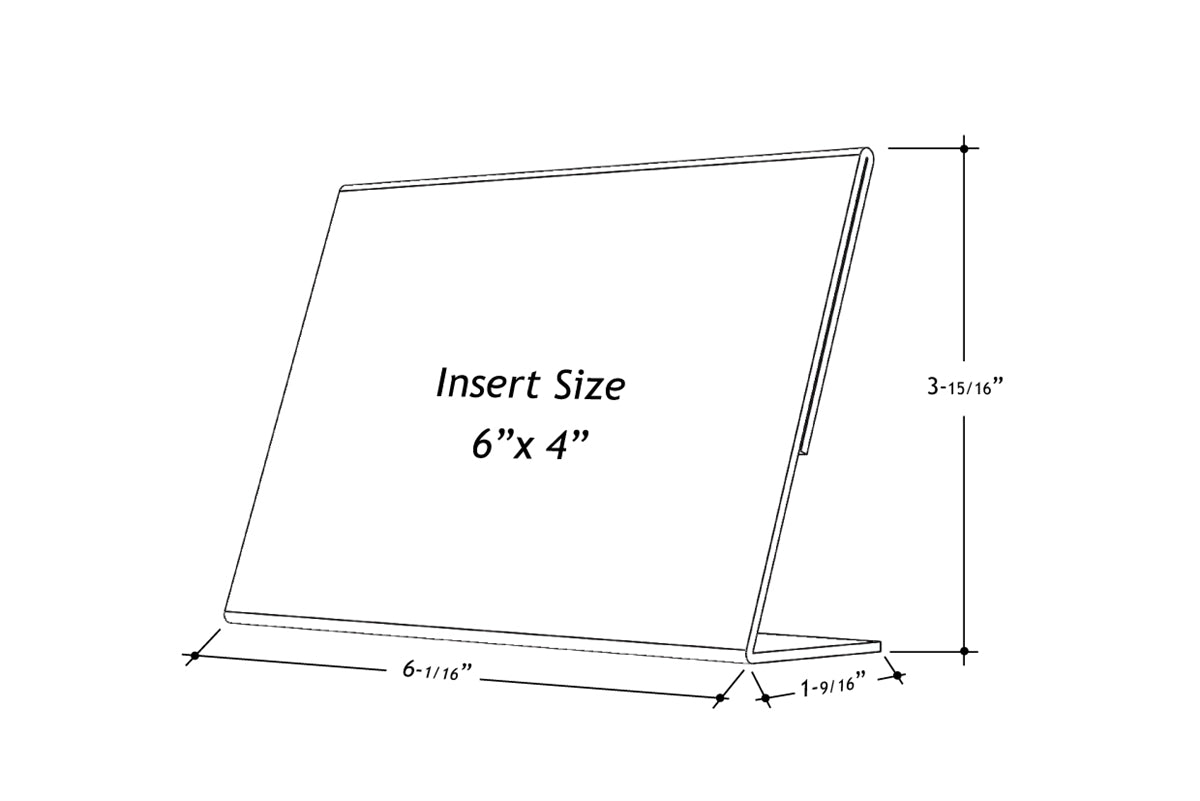 Acrylic Slant Back Display Sign Holder 6" x 4"