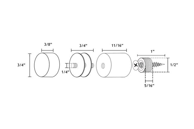 Sign Standoffs Satin 3/4" x 3/4" (4 pcs)